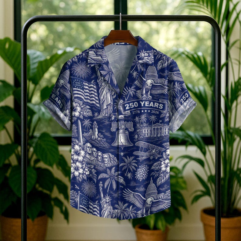 USA 250th Anniversary Hawaiian Shirt, 250 Years of Freedom Aloha Shirt, We The People America Summer Shirt, Fourth of July Gift
