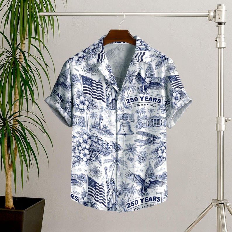 USA 250th Anniversary Hawaiian Shirt, 250 Years of Freedom Aloha Shirt, We The People America Summer Shirt, Fourth of July Gift