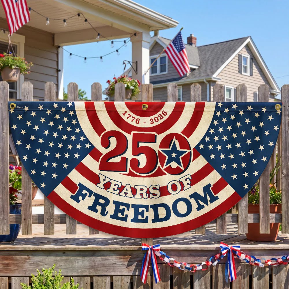 250 Years of Freedom Fan Flag, 1776 2026 Semiquincentennial Vintage Decor