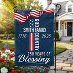 Custom American Patriotic Flag, Personalized 250 Years of Blessing God 1776 2026 Flag Decor