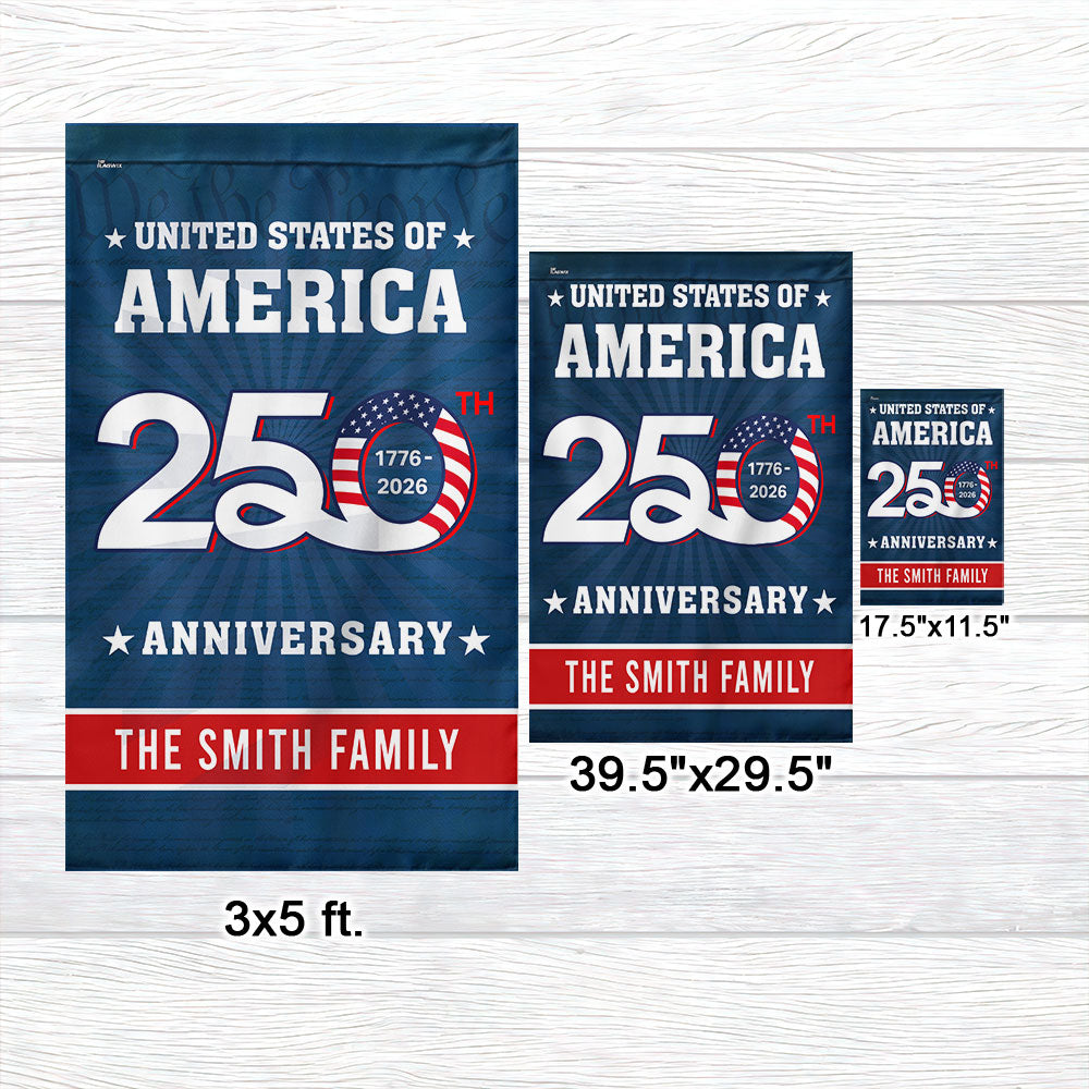 Personalized 250th Anniversary United States of America Decorative Flag