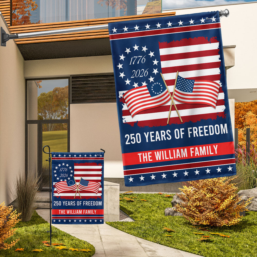 Personalized 250 Years of Freedom Flag, 250th Anniversary Decorative Flag