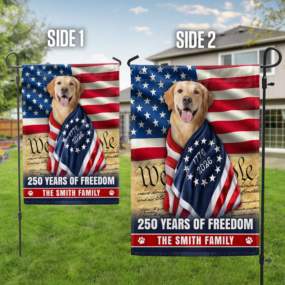 Dog American Flag, Personalized 250 Years of Freedom Golden Retriever Flag