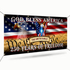 Personalized Fence Banner God Bless America, Patriotic 250 Years of Freedom Custom Outdoor Flag