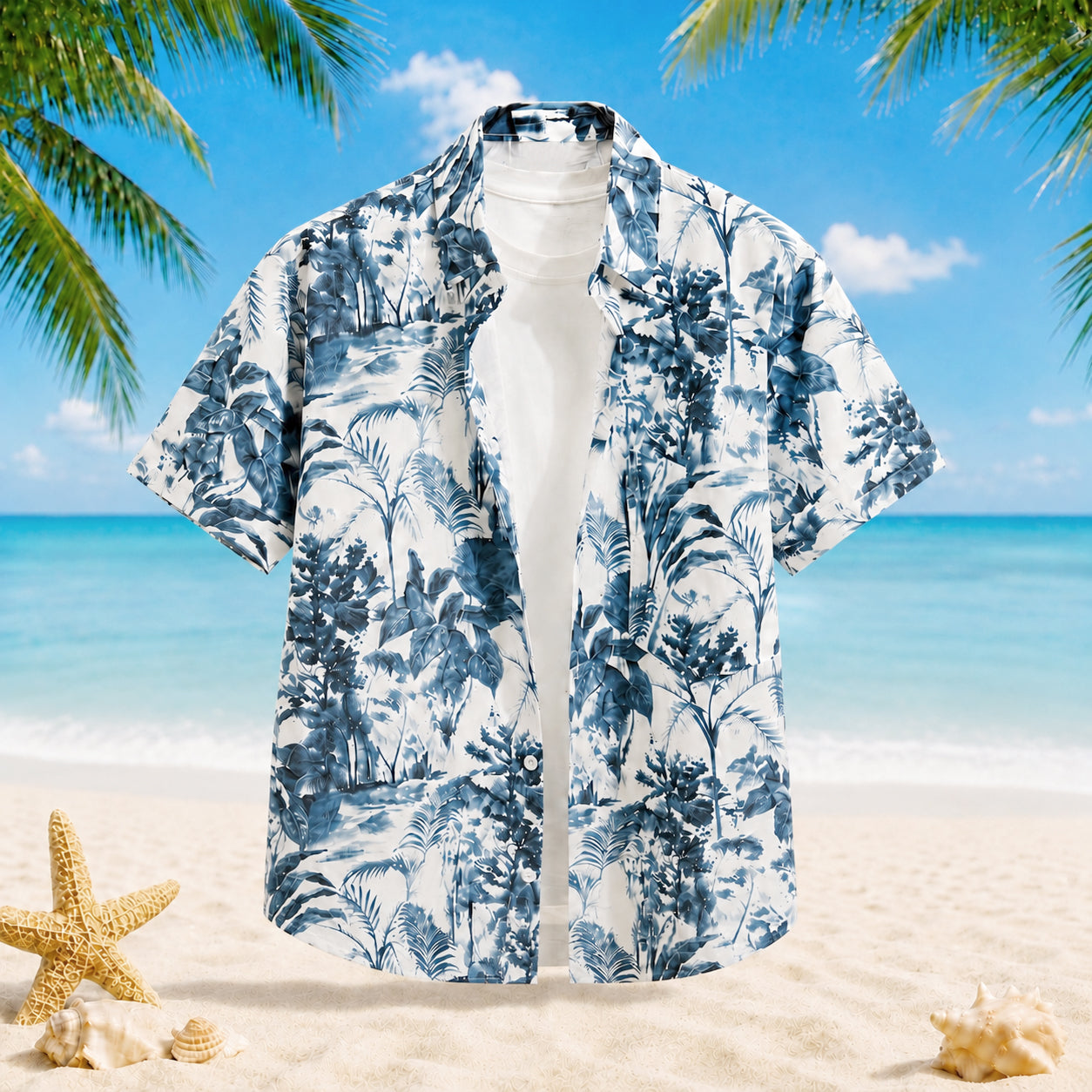 2-Piece Summer Hawaiian Beach Shirt and Shorts Set