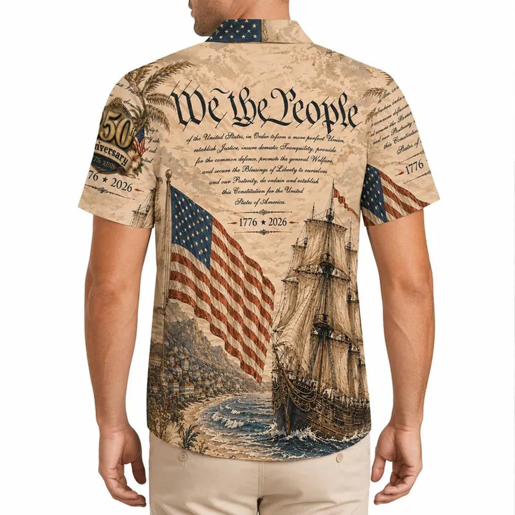 Patriotic 250 Years USA Hawaiian Shirt, Vintage We The People 1776–2026 AOP Hawaiian Shirt 685056 WFD