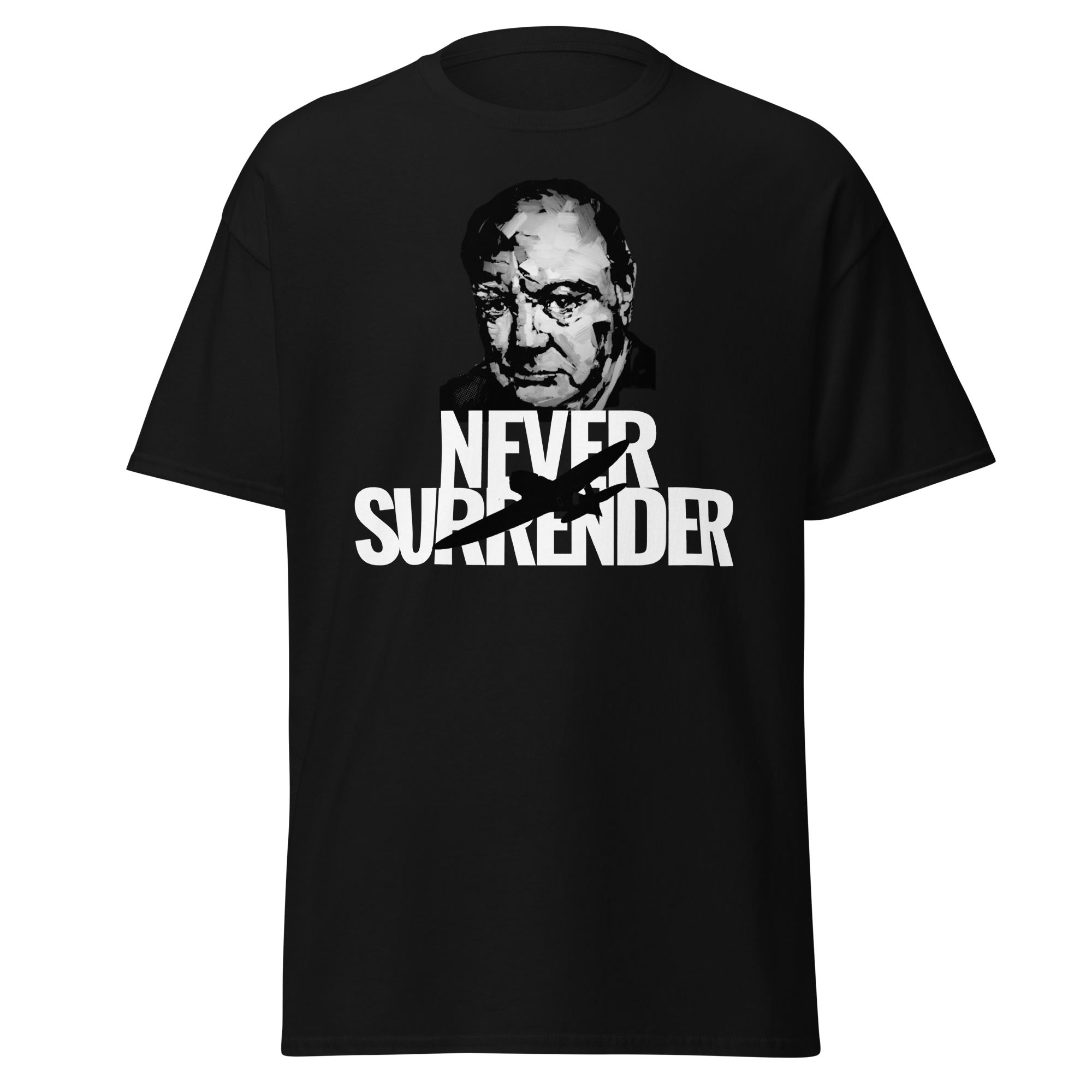 Never Surrender! T-Shirt – Churchill WWII Edition