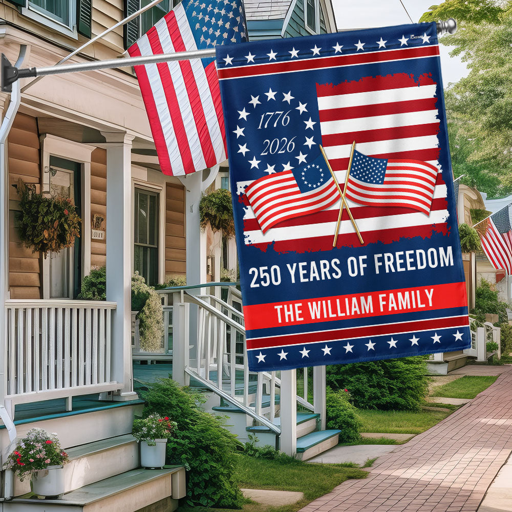 Personalized 250 Years of Freedom Flag, 250th Anniversary Decorative Flag