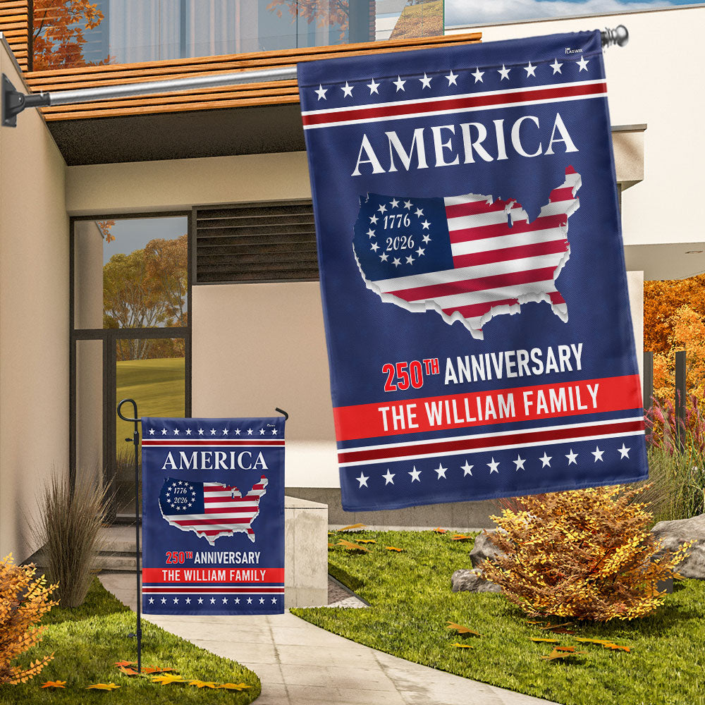Personalized 250th Anniversary America Flag, 1776 2026 America Map Decor