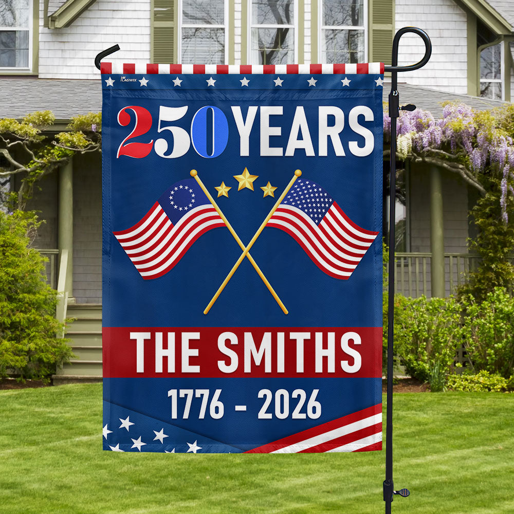Personalized 250 Years of Freedom 1776 2026 American Flag, Custom Name