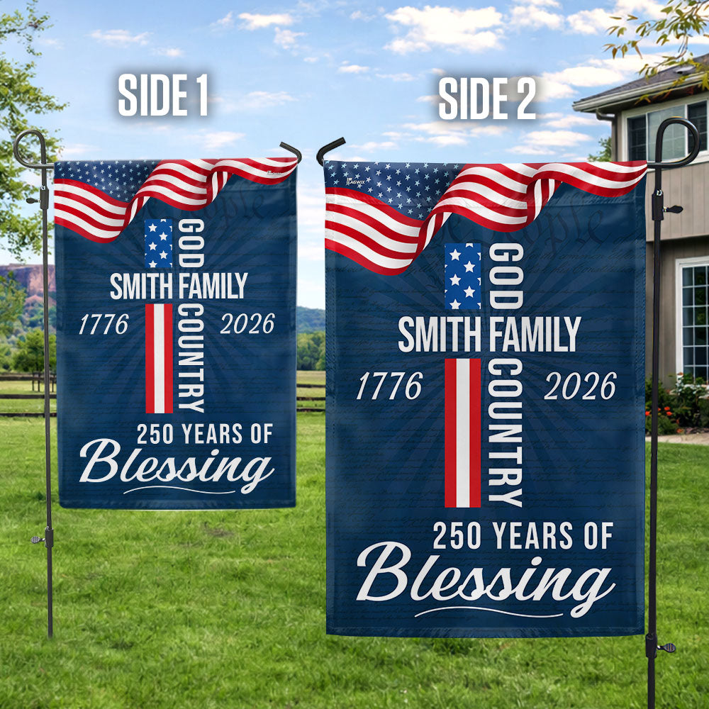 Custom American Patriotic Flag, Personalized 250 Years of Blessing God 1776 2026 Flag Decor