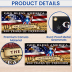 Personalized Fence Banner God Bless America, Patriotic 250 Years of Freedom Custom Outdoor Flag