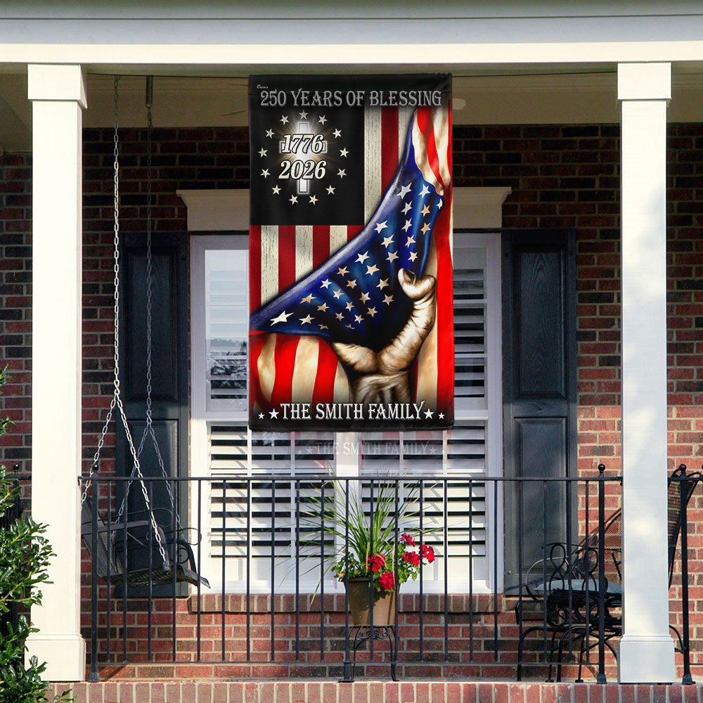 Personalized 250 Years of Blessing Flag, 1776 2026 Christian Home Decor