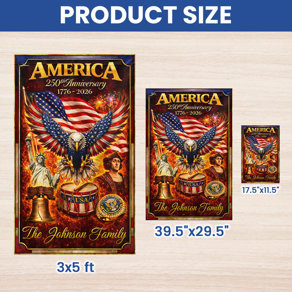 Personalized America 250th Anniversary Flag, Fire Flame Eagle Flag