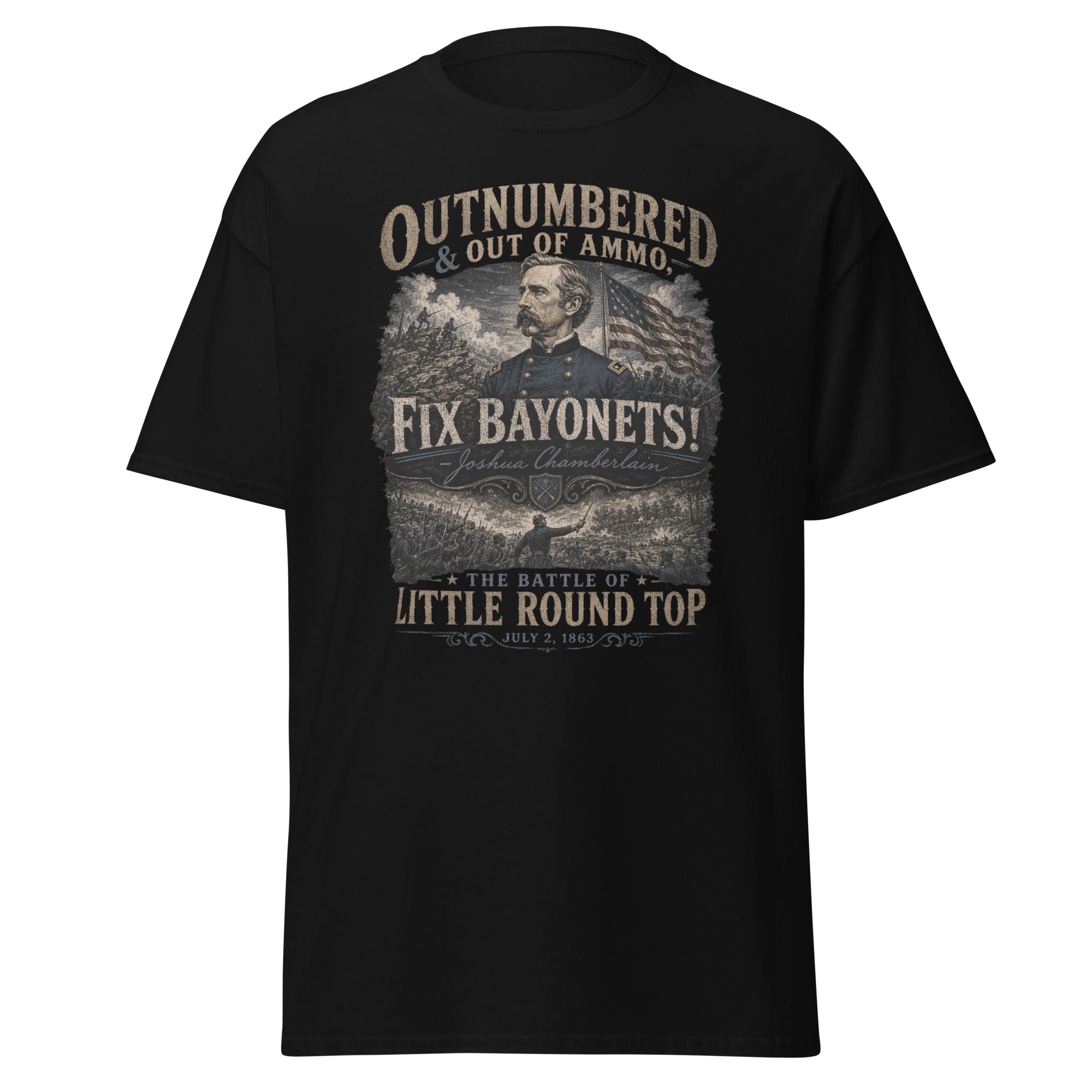 Fix Bayonets! Joshua Chamberlain Little Round Top Civil War T-Shirt