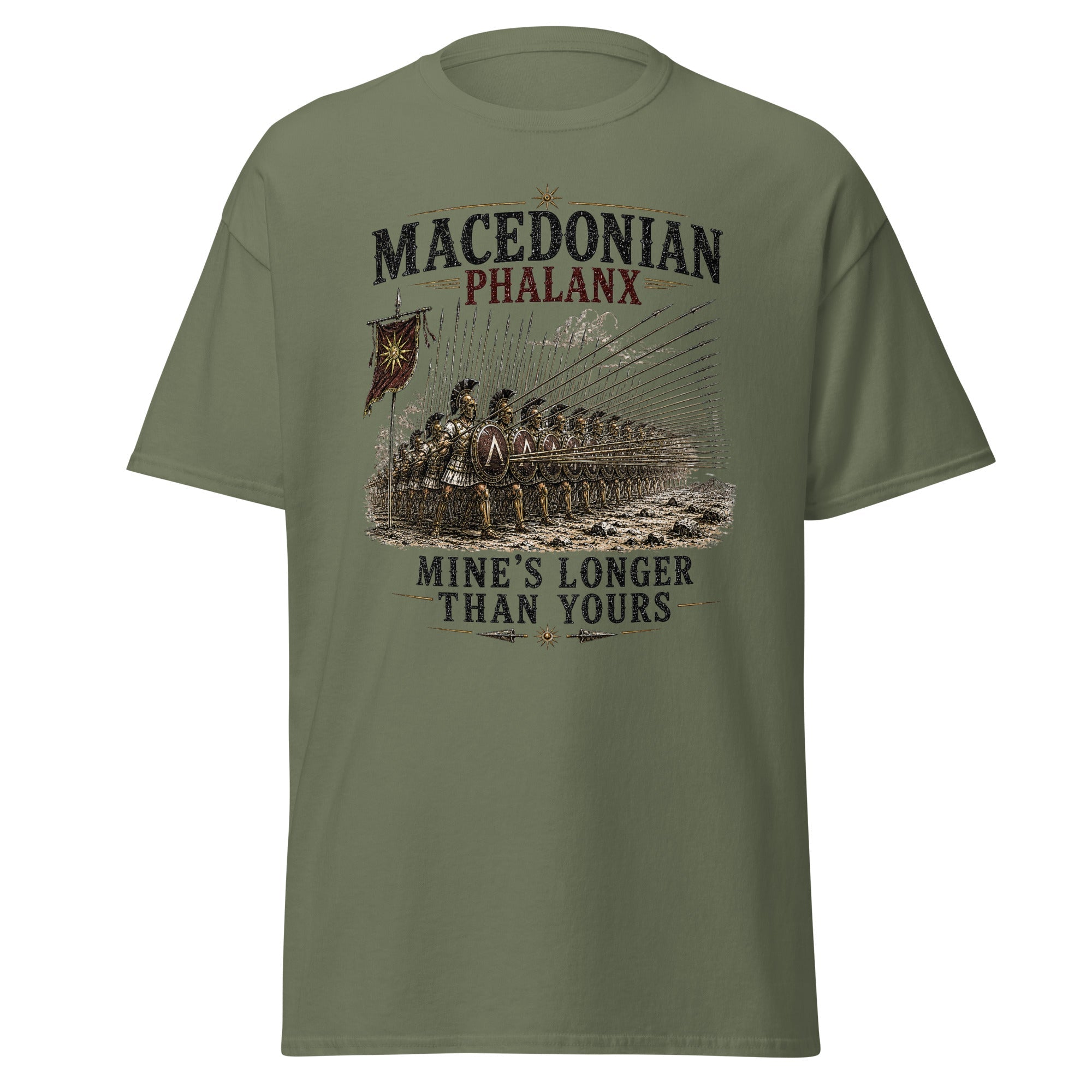 Macedonian Phalanx Mine's Longer Than Yours Ancient Greek T-Shirt