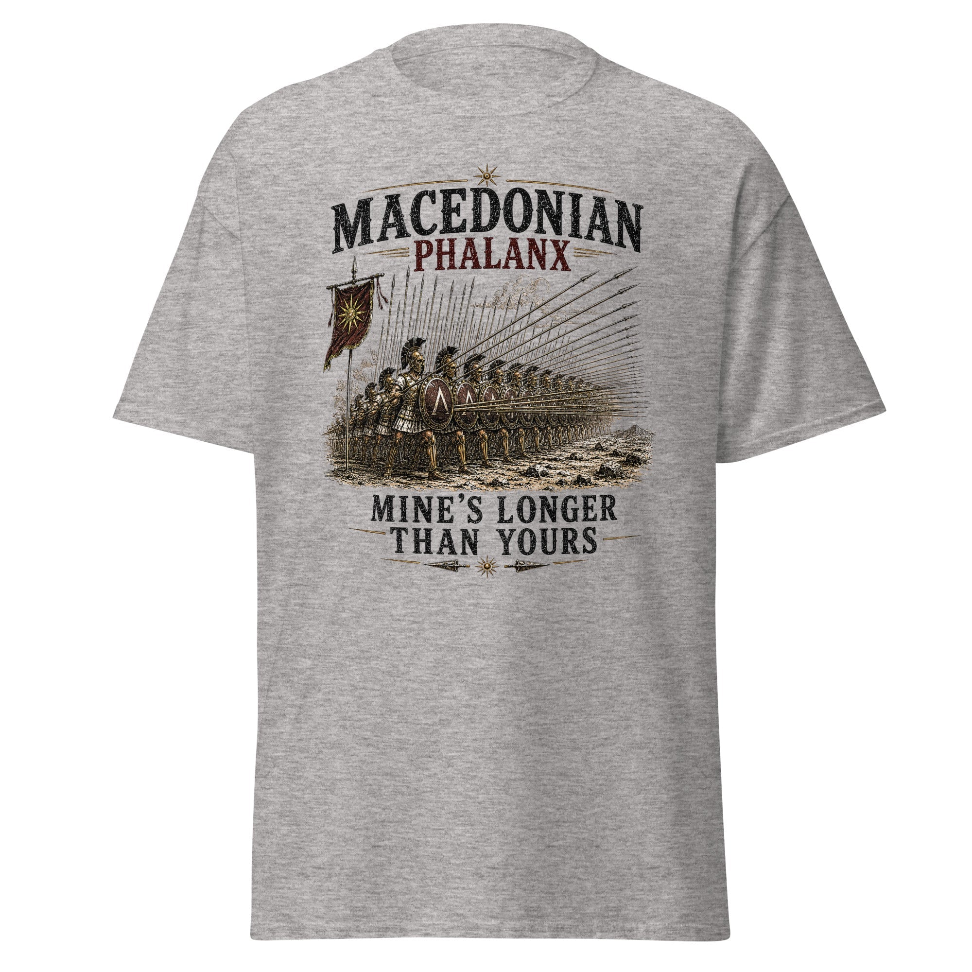Macedonian Phalanx Mine's Longer Than Yours Ancient Greek T-Shirt
