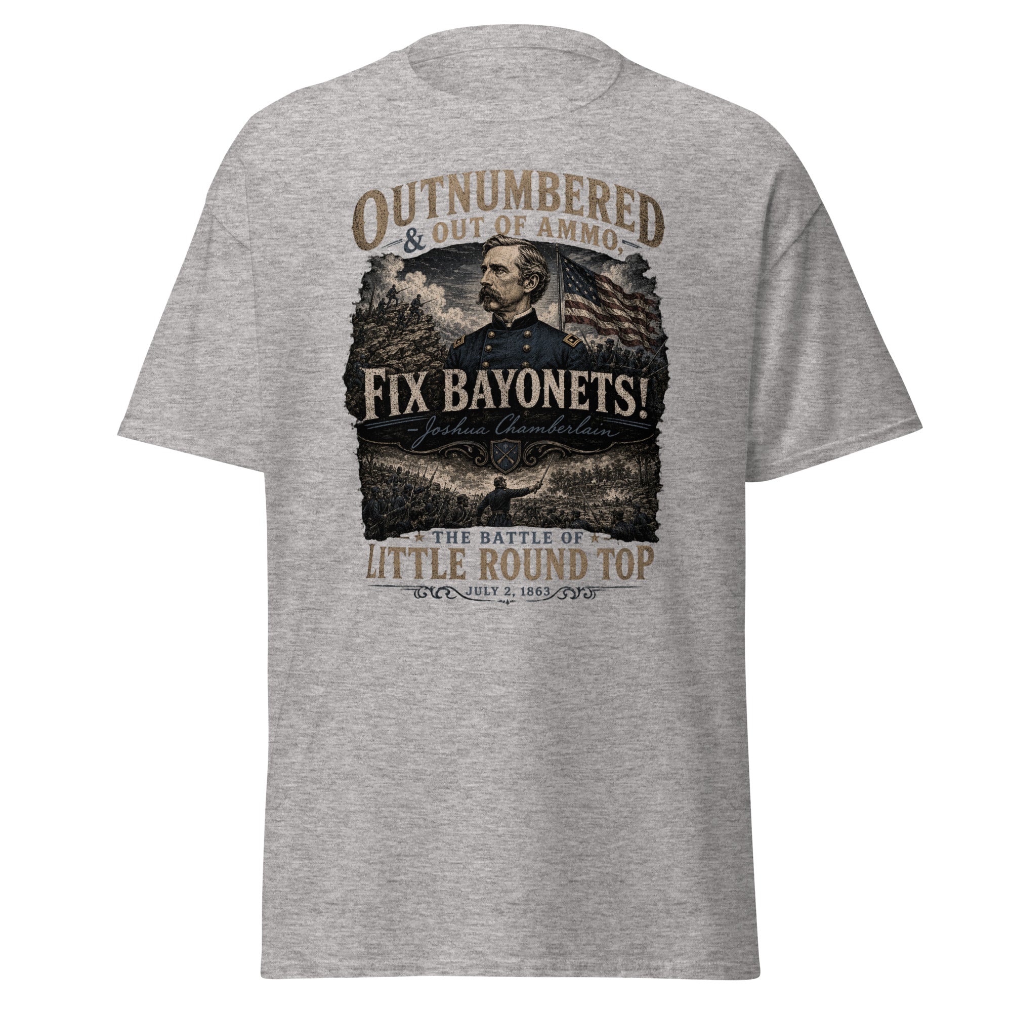 Fix Bayonets! Joshua Chamberlain Little Round Top Civil War T-Shirt