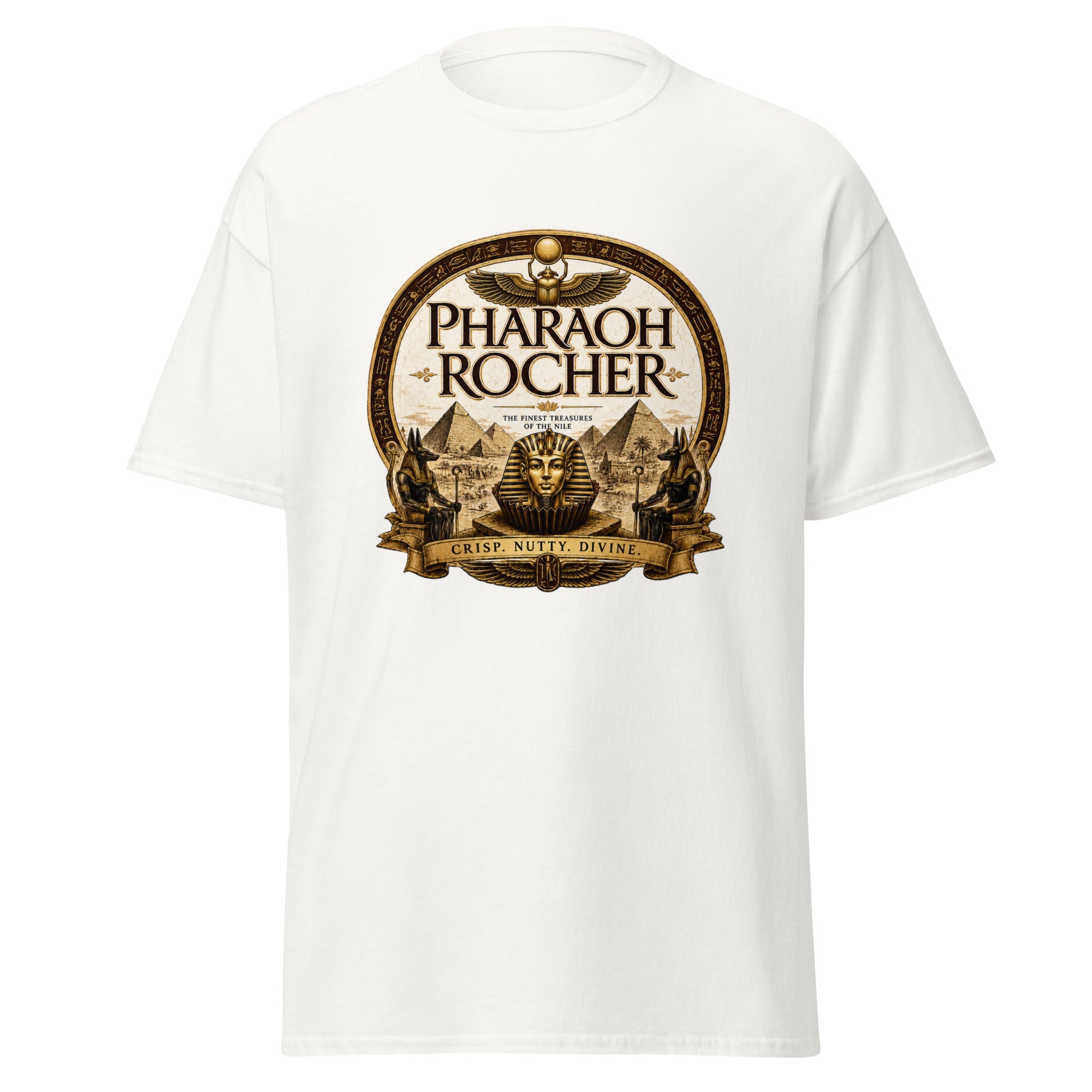 Pharaoh Rocher Ancient Egypt Funny Chocolate Parody T-Shirt