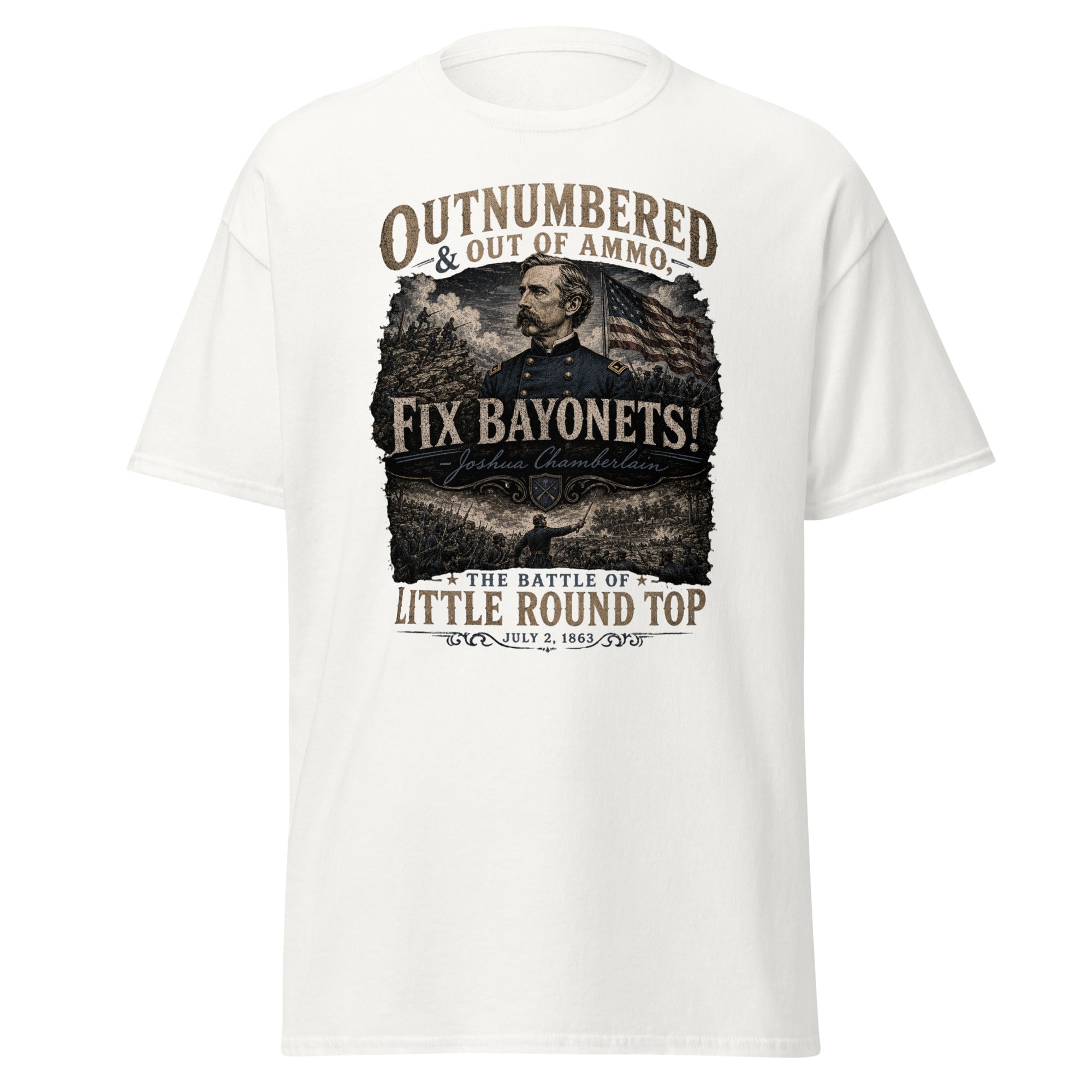 Fix Bayonets! Joshua Chamberlain Little Round Top Civil War T-Shirt