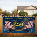 Personalized 250 Semiquincentennial Fence Banner, United States of America Patriotic 1776 2026 Custom Outdoor Flag