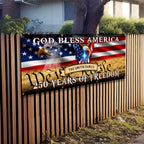 Personalized Fence Banner God Bless America, Patriotic 250 Years of Freedom Custom Outdoor Flag