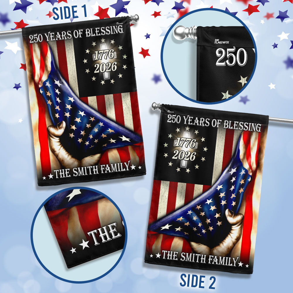 Personalized 250 Years of Blessing Flag, 1776 2026 Christian Home Decor