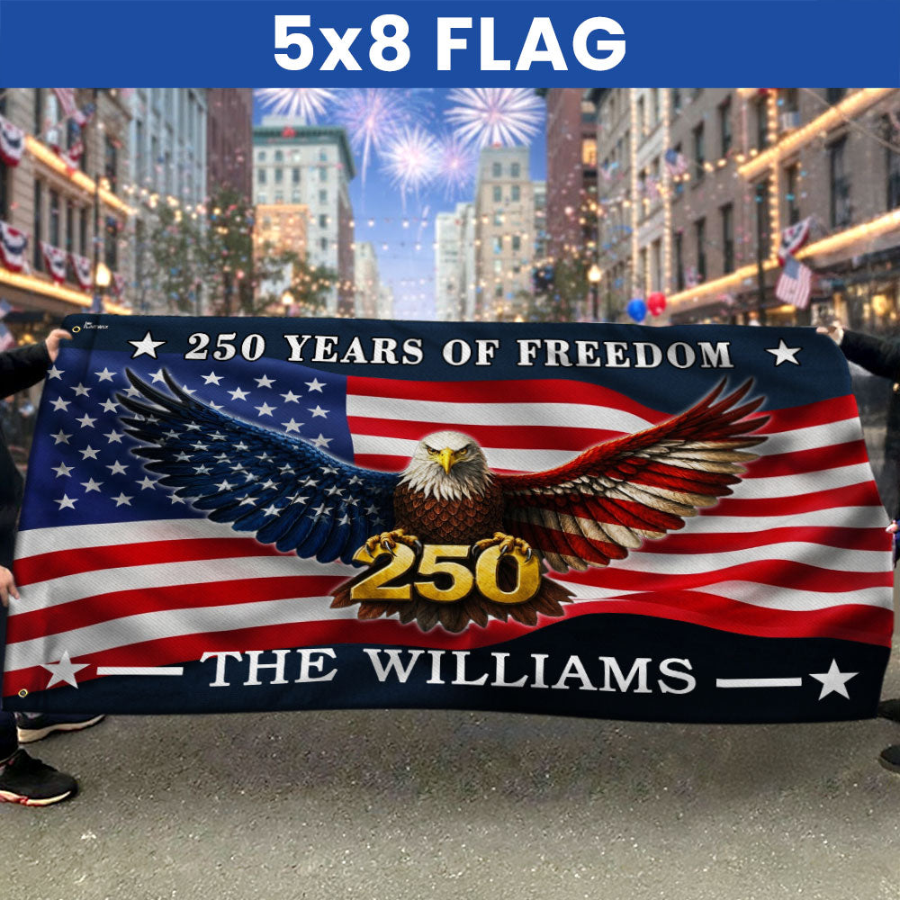 Custom American Flag, Personalized 250 Years of Freedom Grommet Flag
