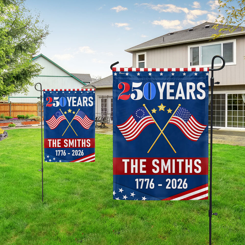 Personalized 250 Years of Freedom 1776 2026 American Flag, Custom Name
